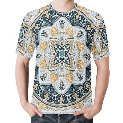 China Anti-Shrink Customized Pattern Men's Daily Crew Neck Top Round Neck T-Shirts Moq 1 Boy Sleelve Comfy Bandana Short Tee for sale