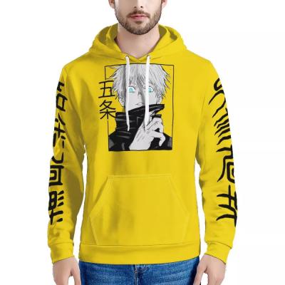 China Hot Sale Custom Sweatshirts OEM QUICK DRY Logo Fashion Boys Girls Hoodie Satoru Gojo Longsleeve Male Female Anime Hoodie Yellow Jacket for sale