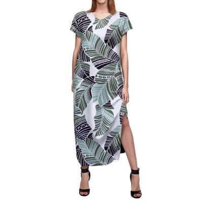 China Factory Outlet Hawaiian Clothing Banana Leaf Printing Breathable Customized Loose Sublimation Long Dresses Women for sale