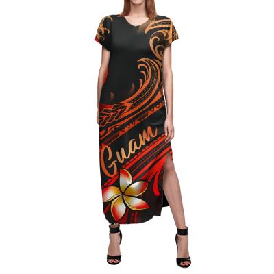 China Dropshipping Breathable Polynesian Guam Tribal Design Dresses Casual Sleeve Beautiful Maxi Dress Ladies Dresses Maxi Women Summer Shorts for sale