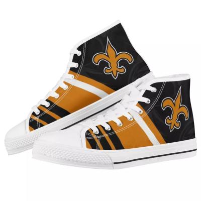 China New Design Fashion Trend Team Style Cosplay Yellow New Orleans Girl's NFL High Top Shoes Customized Low Price Casual Sneakers for sale