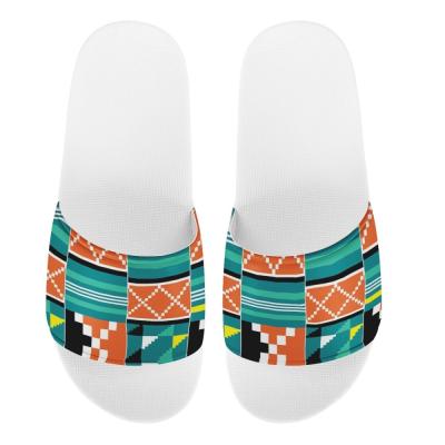 China Fashion Trend Girl Summer Beach Slide Flip Flops Geometric Tribal Kente Slippers Pattern Printed Slippers Fashion Slippers Indoor Slides for sale