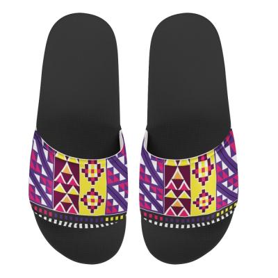 China Female Slipper Kente Style Indoor Flat Shoes Women's Slippers Fashion Trend African Tribal Non-slip Home Slippers Comfortable Summer for sale