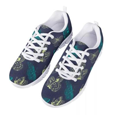 China Fashion Trend Ladies Walking Shoes 35-48 Unique Non-slip Monarch Butterfly Pattern Copy Design Custom Logo Ladies Womens Walking Shoes For for sale