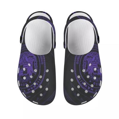 China Purple Luxury Boy Style Casual Soft Garden Slippers Hawaii Thin Custom Layer Clogs Shoes for sale