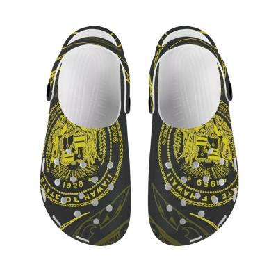 China Light Garden Clogs Shoes Hawaii Coat Of Arms Style Yellow Lightweight Non-Slip Sandals For Male for sale