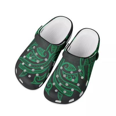 China New Trendy Hawaii Shoes Plumeria Map Pattern Polynesian Green Tribal Print Women Lightweight Lightweight Slippers for sale