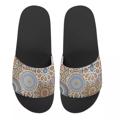 China Fashion Trend Customized Newest Styles Traditional African Tribal African Slippers Patchwork Pattern Design Beach Shoes for sale