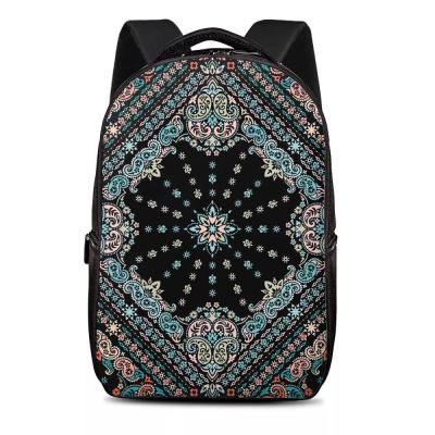 China Laptop Liner Sleeve Large Capacity Multifunctional Laptop Backpack Schhool Bags Custom Bandana Design Paisley Pattern Customized Logo Name for sale