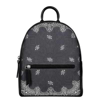 China Simple America Bandana Design Print Waterproof Women Mini Backpack Pu Zipper Pocket Fashion Outdoor Bags Customize Logo for sale