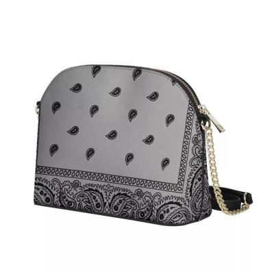 China Newest High Quality Bandana Women's Gray And Black Design Style Mini Pu Leather Crossbody Bag Customized Lady Mini Casual Classic Purses Bag for sale