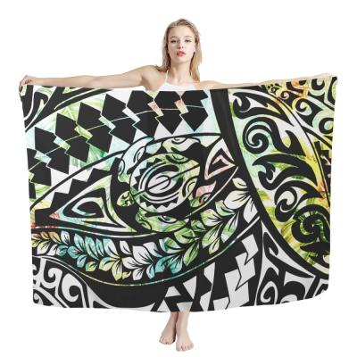 China POD Beach Polynesia Style Design Women's Tribal Lady Shawl Scarf Print Soft Smooth Feeling Summer Sunscreen Outdoor Sarongs Scarf Custom Made for sale