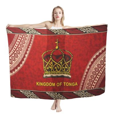 China New Arrival Soft Smooth Feeling Women's Sarongs Lady Outdoor Beach Sunscreen Crown Tupenu Polyester Shawl Scarf Kingdom of Tonga Printing for sale