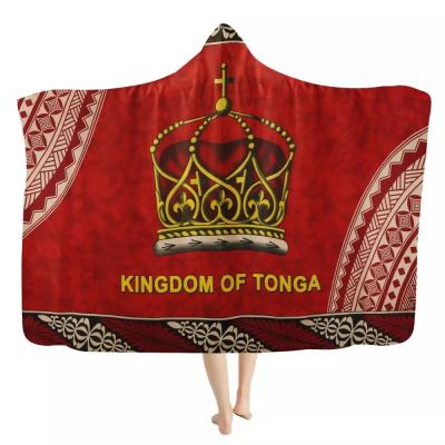 China Golden Tupenu Crown Pattern Manufacturer Hooded Blanket Kids Polynesian Tonga Children's Hooded Coat Anti-Static Blanket for sale