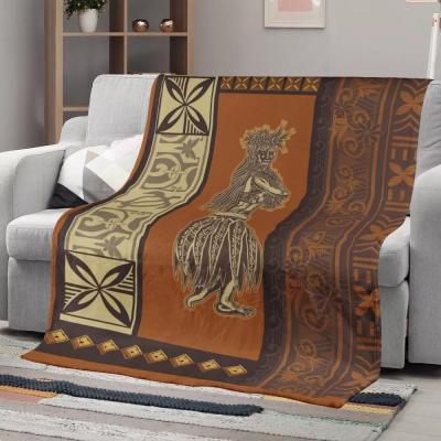 China PORTABLE Soft Lightweight Samoan Blanket Tapa Board Print Custom Logo Polynesian Dance King Size Blanket Hawaiian Xs-3xl for sale