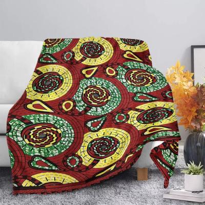 China PORTABLE African Styles OEM Customized Traditional African Tribal Stripes Patchwork Pattern Design Wool Blanket for sale