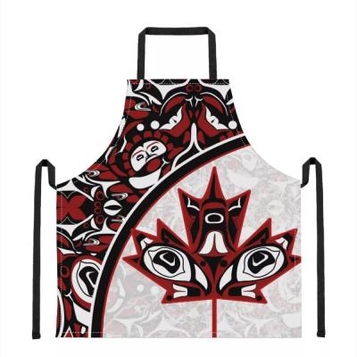 China Fashionable Make Haida Maple Leaf Style Tattoo Design Wholesale Home Kitchen Cooking Waist Small Waterproof Apron Neck Towel Apron for sale