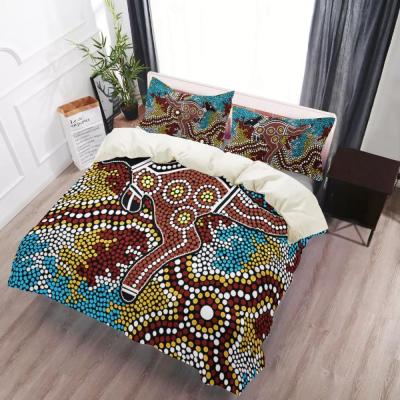 China Factory Outlet Viable Australia Native Painting OEM Cover Logo Elegant Bedding Set Art Duvet Kangaroo Bedding Comforter Sets for sale