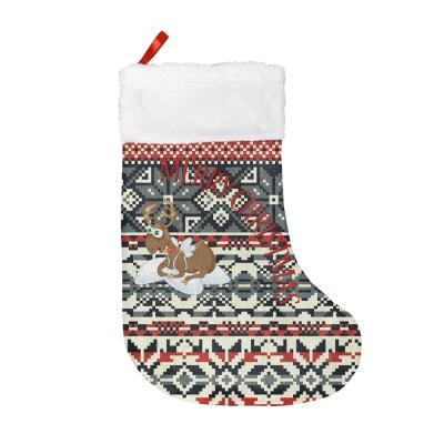 China Christmas Day Decoratiom New Arrival 2021 Custom Design Stocking Plus Size Xmas Stocking Xmas Luxury Sublimation Polyester Christmas Stocking for sale