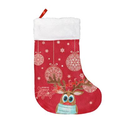 China Wholesale Christmas Day Decoratiom Christmas Stocking Cartoon Design Print Christmas Stocking Socks Lovely Cheap Price Christmas Stocking Hook for sale