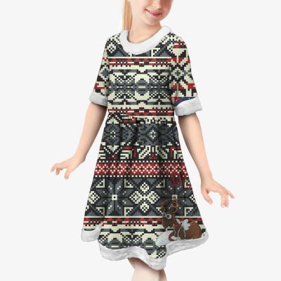 China Anti-wrinkle My First Christmas Dress Snowflake Pattern Print Christmas Girl Dress Christmas Gift For Kids Christmas Dress For Girls for sale