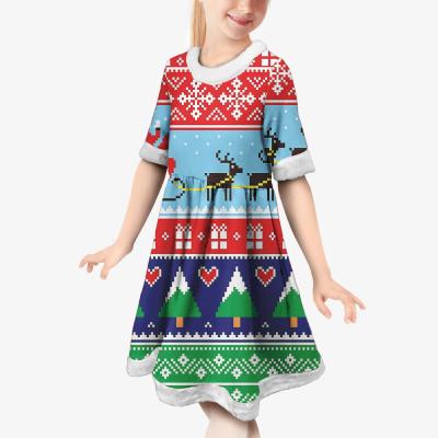 China 2021 Baybies Red Baby Christmas Dress Xmas Dress Wholesale Anti-wrinkle Pattern Luxury New Year Christmas Party Dresses for sale