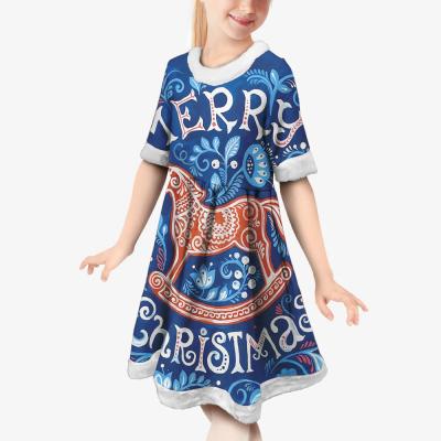 China Anti-wrinkle christmas pattern design kids christmas dress for church xmas wholesale kids christmas dress up dress for 14years kids for sale