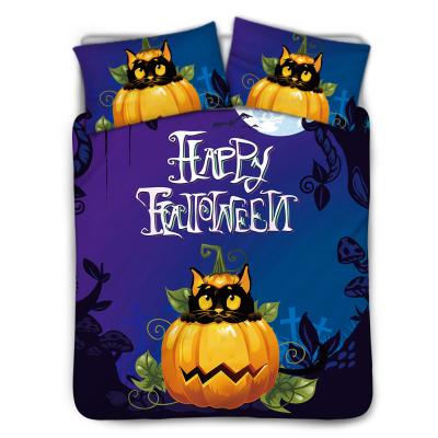 China New Arrival Anti-Static Bedding Sets Halloween Pattern Print Cute Pumpkin Bedspread Bedding Sets Luxury Duvet Cover Sets With 2 Pillow Cases for sale