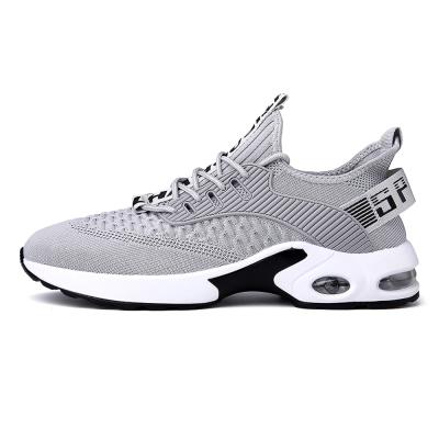 China Price EVA Cheap Breathable Knit Mens Sport Shoes Running Shoes Gray Air Cushion for sale