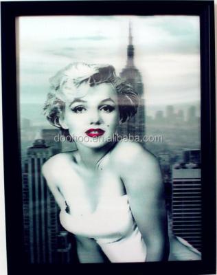 China Eco-Friendly 3d Lenticular Portrait Flip Marilyn Monroe Image Changing Poster for sale