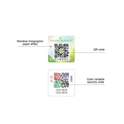 China Customized Anti-Counterfeiting Holographic Label Anticounterfeiting With QR Code Self Adhesive Holographic Label Sticker for sale