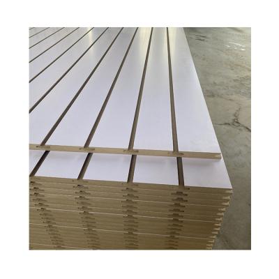 China Modern In Sale Laminated Grooved Slot Wall MDF Grooved Boards For Building for sale