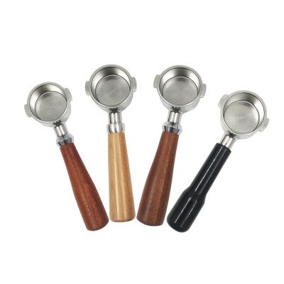 China Viable Handle 51mm Coffee Machine Filter Accessories Wooden Bottomless Handle Coffee Machine Filter Handle for sale