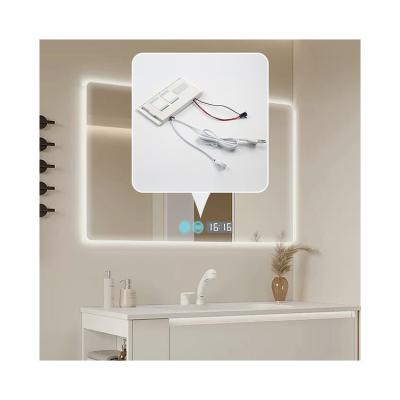 China Shinechip DC12V 1A 12W Smart Bathroom Mirror Switch with Clock Temperature Smart System for Mirror Led light TSP-003/TSP-003D for sale