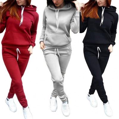 China Anti-pilling Fashion Women Hooded Hoodies Pants Tracksuit Solid Sweatshirt Sweat Suit Sweatshirts for sale