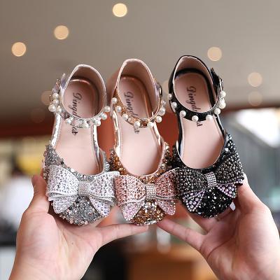 China New Breathable Autumn Baby Bowknot Girls Fashion Princess Simple Shoes Kids Soft Cute Stylish Dancing Shoes for sale