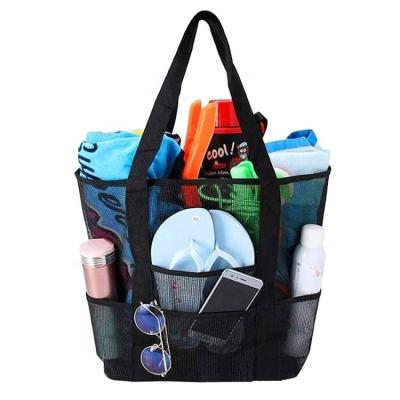 China Black Mesh Beach Bag Wholesale Personalized Tote Handbag Custom Made Fashion Women's Summer Canvas Large Capacity for sale