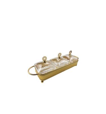 China Dry Tray Home Silver Gold Restaurant Hotel Hotel Serving Dried Nuts Dish Compartment Snack Dish Lid for sale