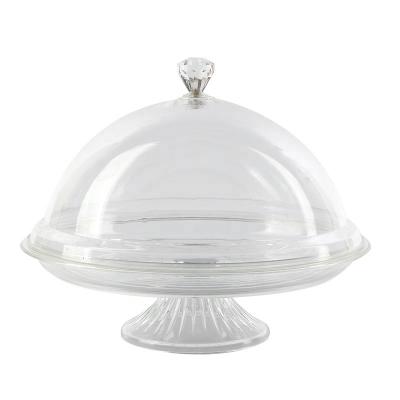 China Freshness preservation diameter 30CM round cake tray with lid, acrylic transparent, suitable for birthday party, family dinner for sale