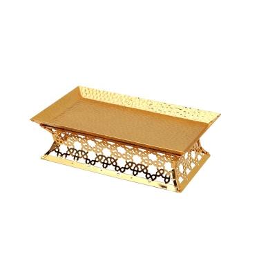 China Luxury Rectangular Serving Tray Gold Metal Tray for Parties, Weddings, Holidays and Family Gatherings for sale