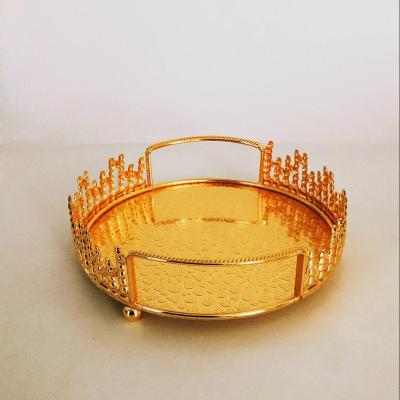 China Rounded Gold Jewelry Display Tray Foiling Finishing And Colored Design Decor Home Decor Tray NSL00058L-G for sale