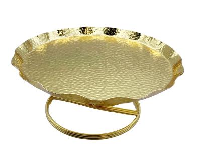 China Antique Gold Freshness Preservation Housewares Table Decoration Metal Tray for sale