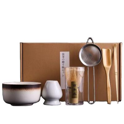 China Stocked Bamboo Matcha Beater Gift Set Tea Spoon Chashaku Stand Holder Kit Matcha Bowl Set Tea Ceremony for sale