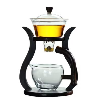 China Viable Heat Resistant Glass 350ML Teapot Set Automatic Lazy Tea Set With Infuser Kungfu Tea Accessories for sale