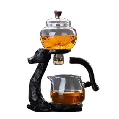 China Lucky kongfu lazy semi-automatic lazy glass tea set brewing deer shape borosilicate tea set borosilicate tea set for sale