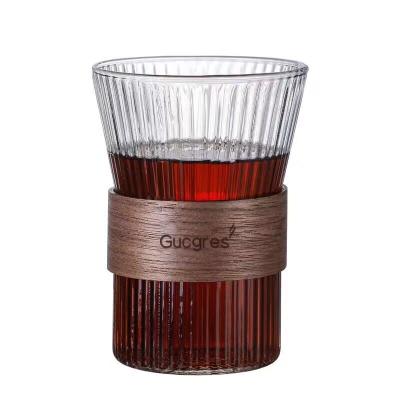 China Viable 300ml Glass Coffee Mugs Drinkware Clear Corset Borosilicate Glass Mugs Tea Breakfast Glass Cups for sale