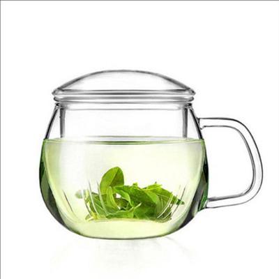 China Viable Popular Desktop Tea Set Borosilicate Glass Tea Cup With Tea Strainer Glass Tea Cup With Lid for sale