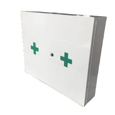 China Hot Selling Stainless Steel Wall Mounted First Aid Cabinet Kit Box Two Doors for sale