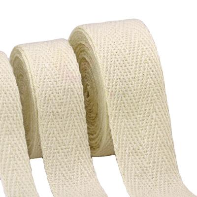 China Viable Natural Color Twill Webbing 100% Cotton Herringbone Ribbon For Baby Dressing for sale