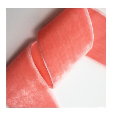 China Sustainable Double Face Solid Velvet Ribbon Customized Logo Soft Velvet Ribbon for sale